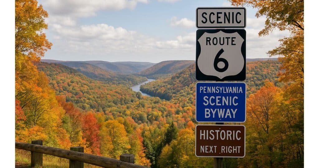 Pennsylvania US Route 6 Scenic Byway sign