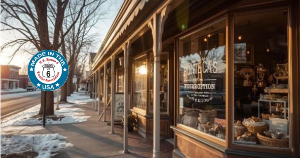 A welcoming local shop along Historic US Route 6 with handcrafted gifts, regional products, and a warm small-town storefront.
