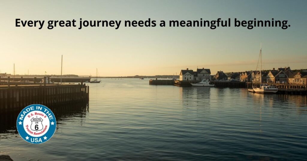Sunrise over Provincetown Harbor symbolizing the Atlantic start of Route 6
