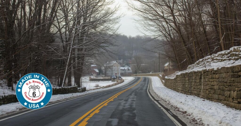 Winter scenery along Historic US Route 6 in rural Connecticut