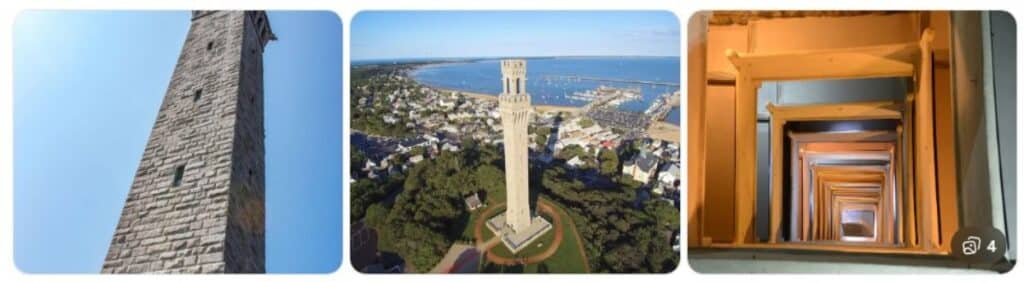 Collage of images for Pilgrim Memorial Monument, Provincetown MA