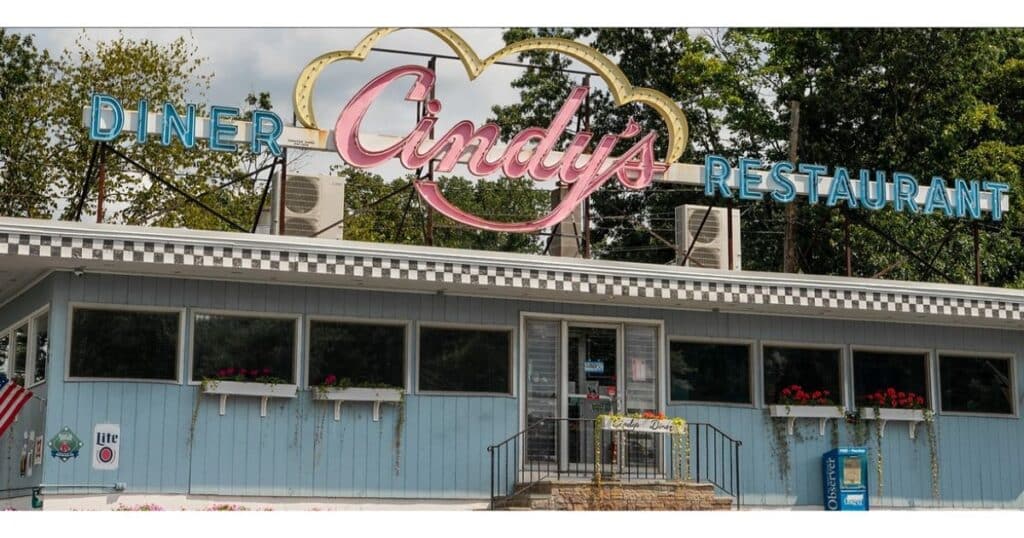 Cindy’s Restaurant Rhode Island exterior with classic roadside diner setting on US Route 6