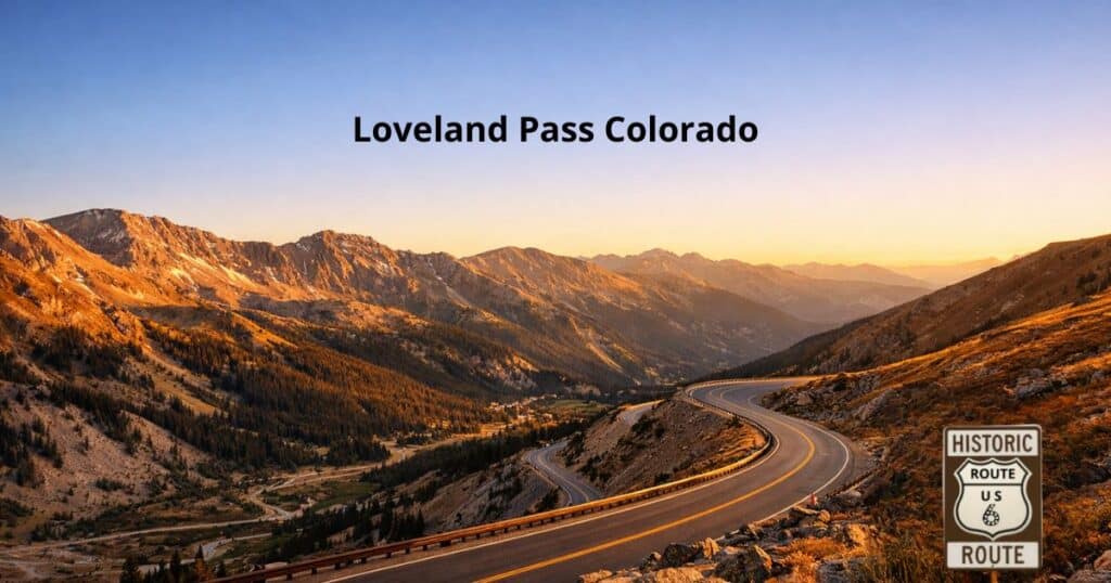 Loveland Pass scenic summit with winding US Route 6 and mountain peaks