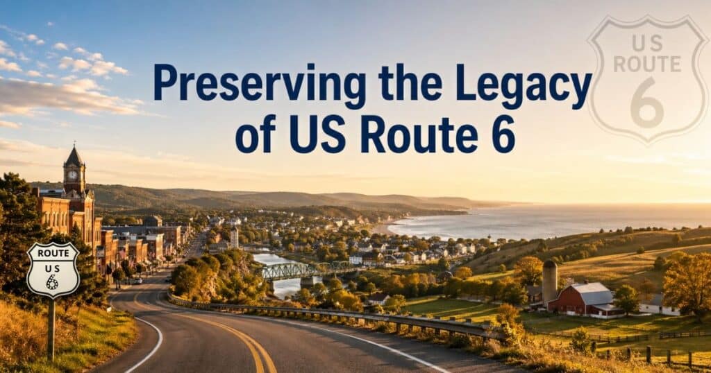 US Route 6 winding through scenic countryside with small towns and open sky