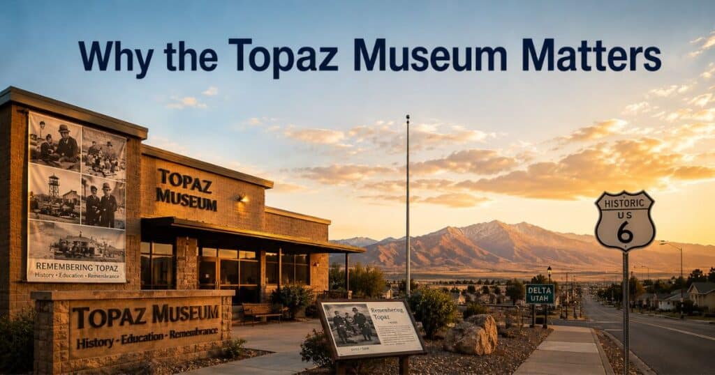 Topaz Museum in Delta Utah with historical exhibits about Japanese American incarceration during World War II