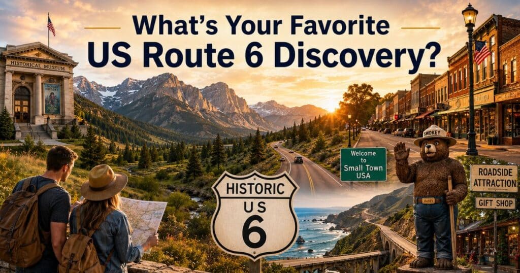 Travelers exploring scenic and historic destinations along US Route 6.