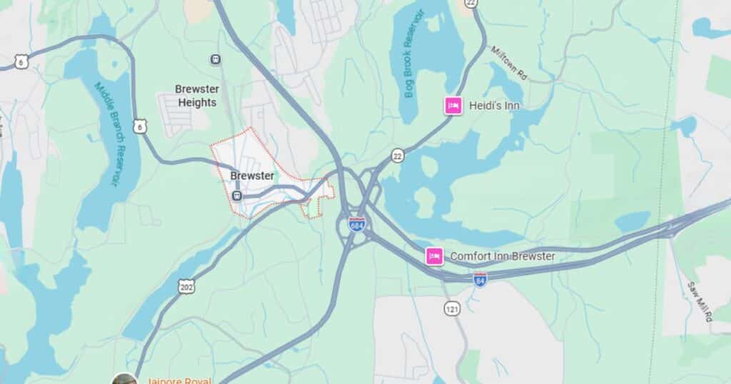 Map of Brewster New York location on US Route 6
